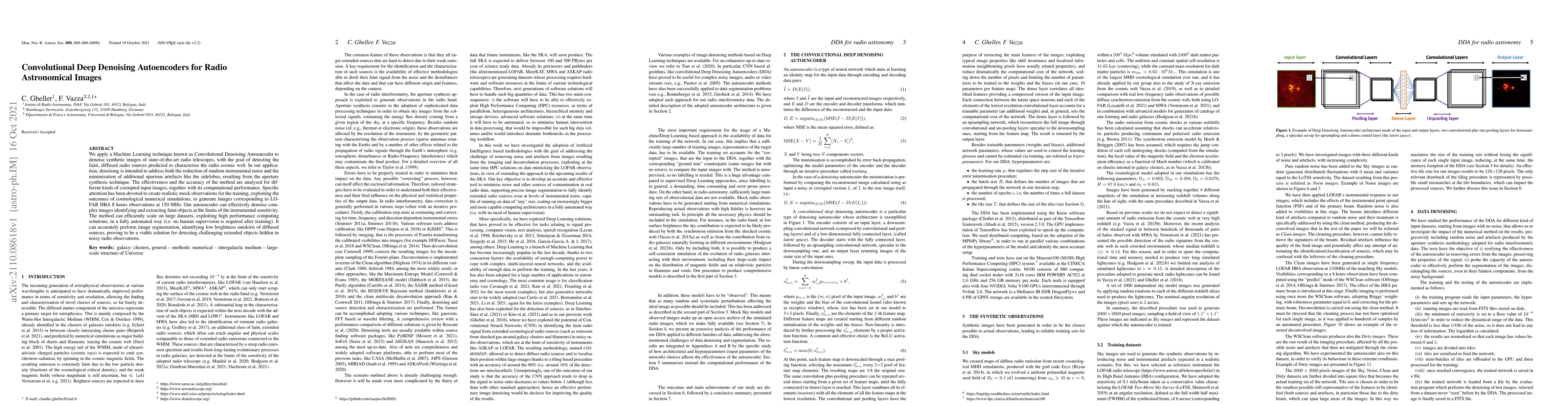 Thumbnail for Convolutional Deep Denoising Autoencoders for Radio Astronomical Images