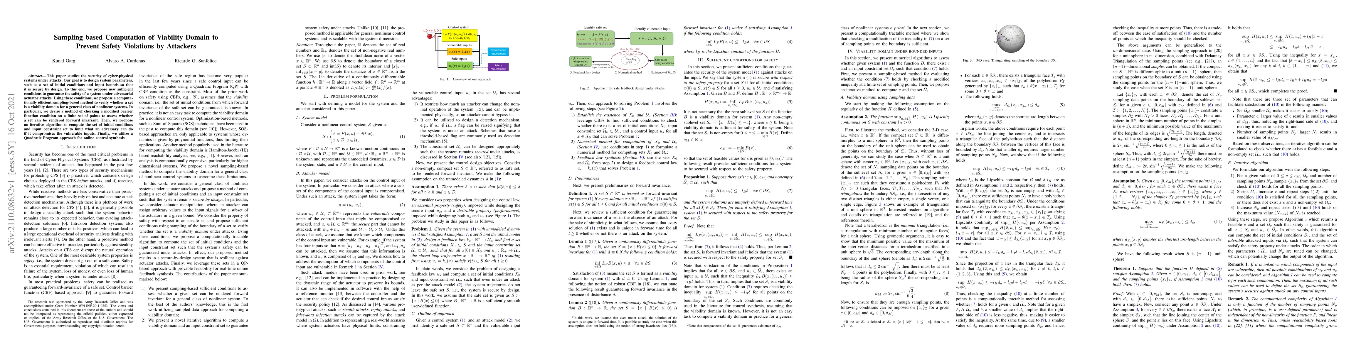 Thumbnail for Sampling based Computation of Viability Domain to Prevent Safety
  Violations by Attackers