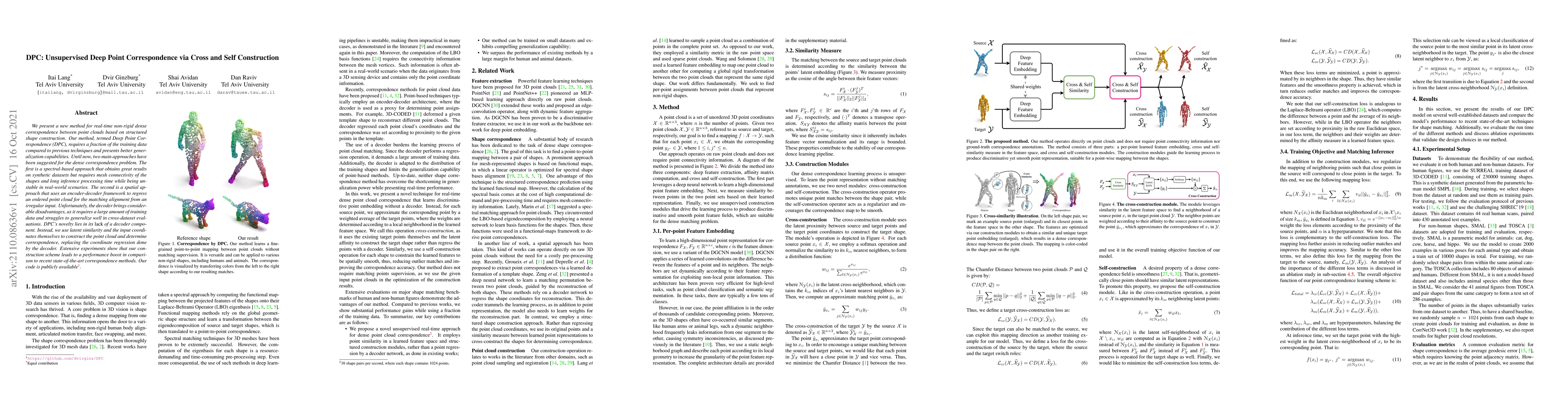 Thumbnail for DPC: Unsupervised Deep Point Correspondence via Cross and Self
  Construction