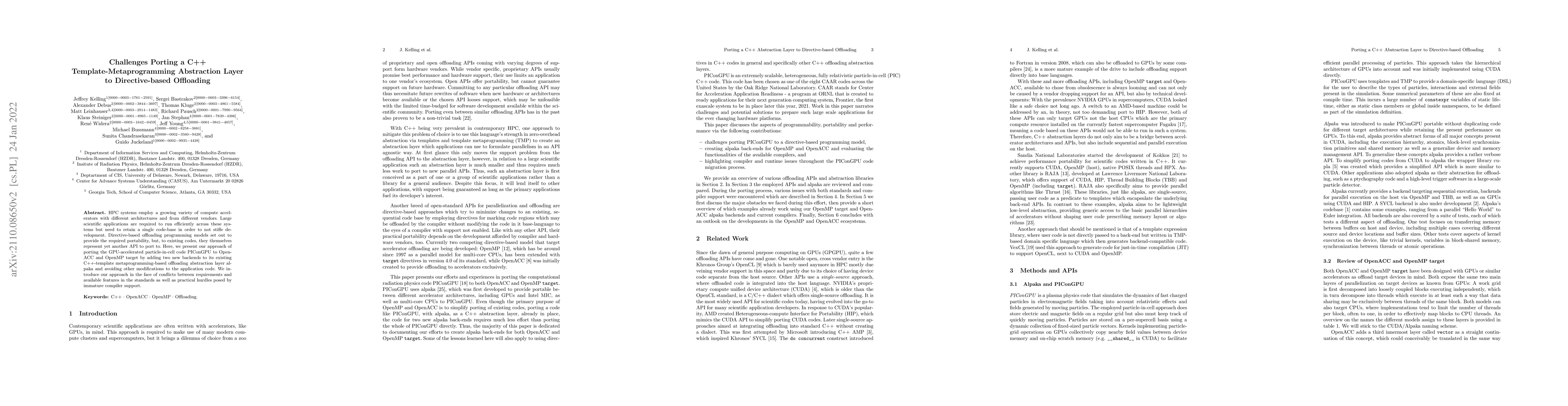 Thumbnail for Challenges Porting a C++ Template-Metaprogramming Abstraction Layer to
  Directive-based Offloading