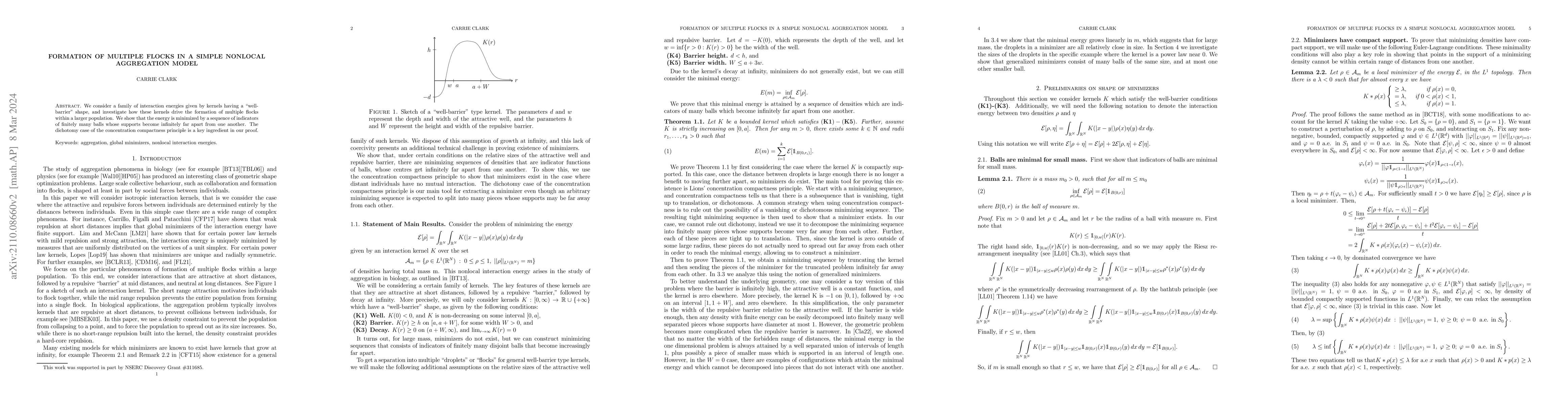 Thumbnail for Formation of multiple flocks in a simple nonlocal aggregation model