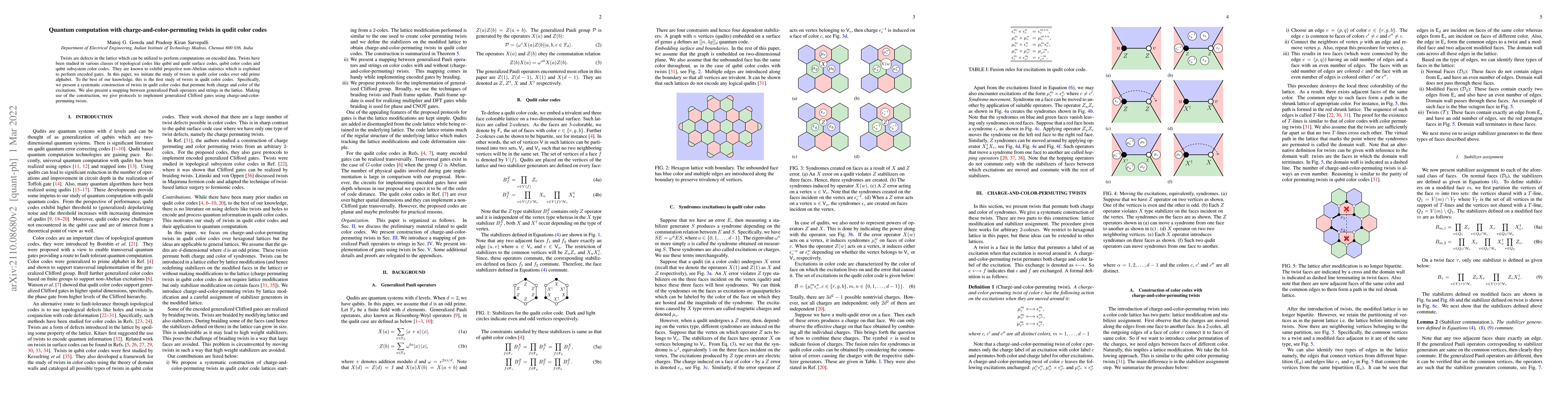 Thumbnail for Quantum computation with charge-and-color permuting twists in qudit
  color codes