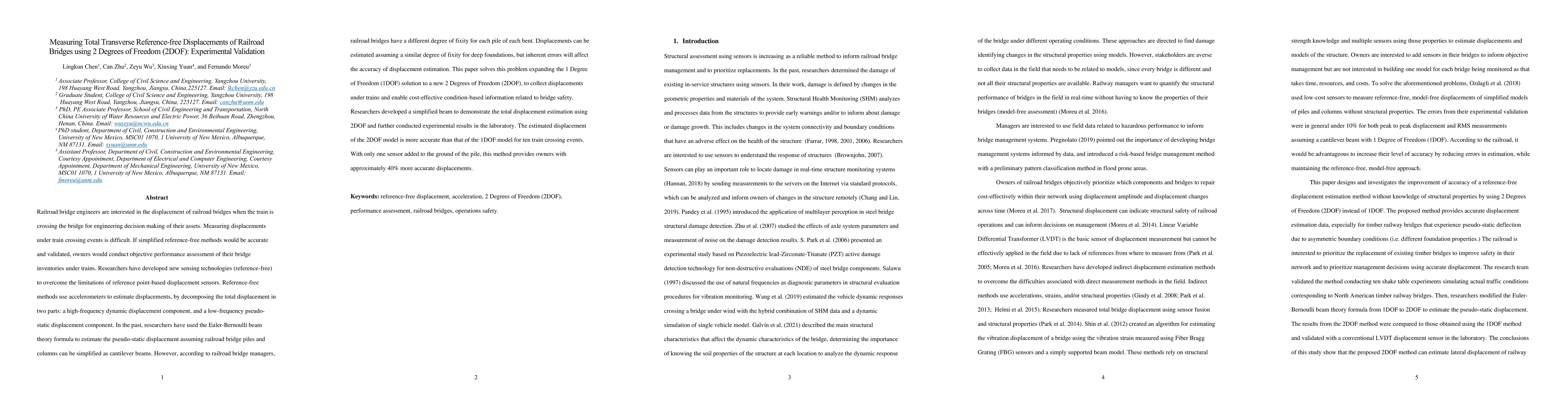 Thumbnail for Measuring Total Transverse Reference-free Displacements of Railroad
  Bridges using 2 Degrees of Freedom (2DOF): Experimental Validation