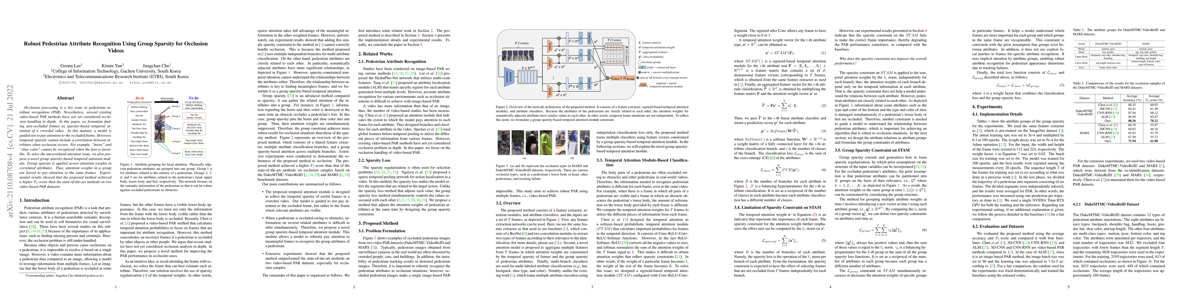 Thumbnail for Robust Pedestrian Attribute Recognition Using Group Sparsity for
  Occlusion Videos