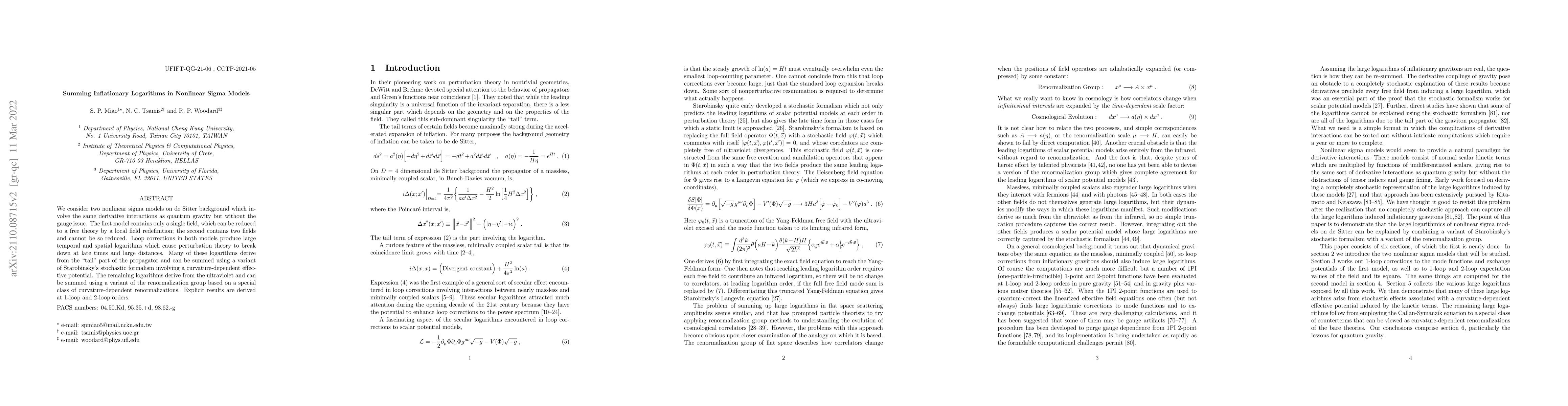 Thumbnail for Summing Inflationary Logarithms in Nonlinear Sigma Models