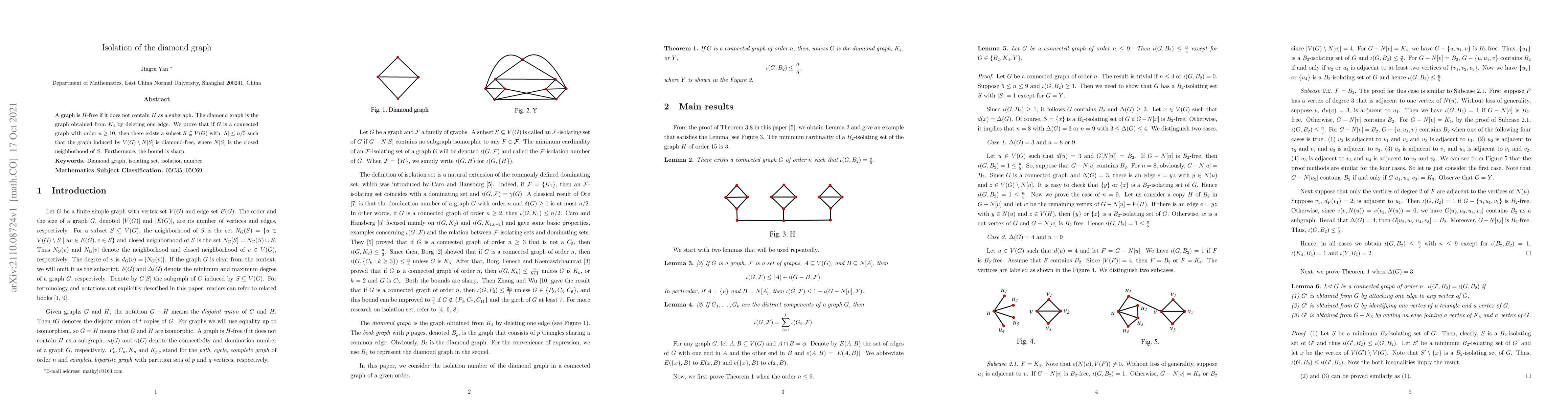 Thumbnail for Isolation of the diamond graph
