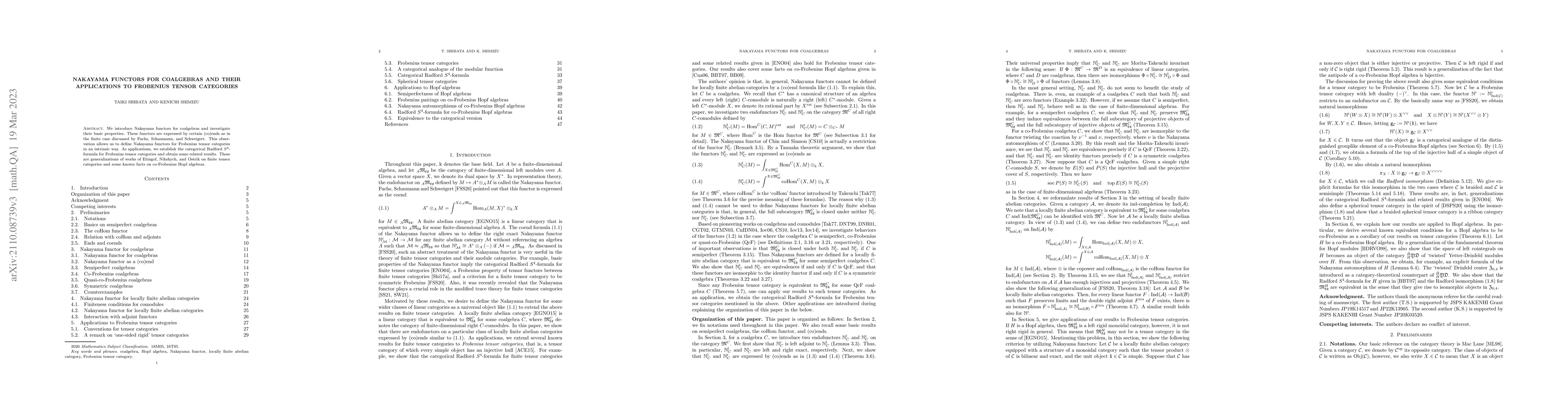 Thumbnail for Nakayama functors for coalgebras and their applications to Frobenius
  tensor categories