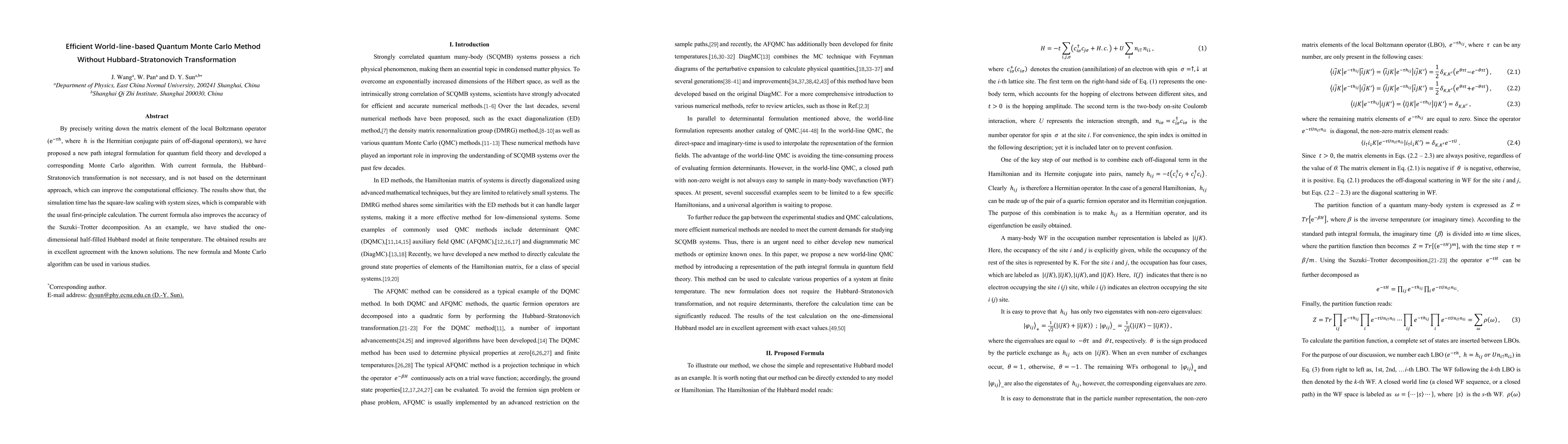 Thumbnail for Efficient World-line-based Quantum Monte Carlo Method Without
  Hubbard-Stratonovich Transformation