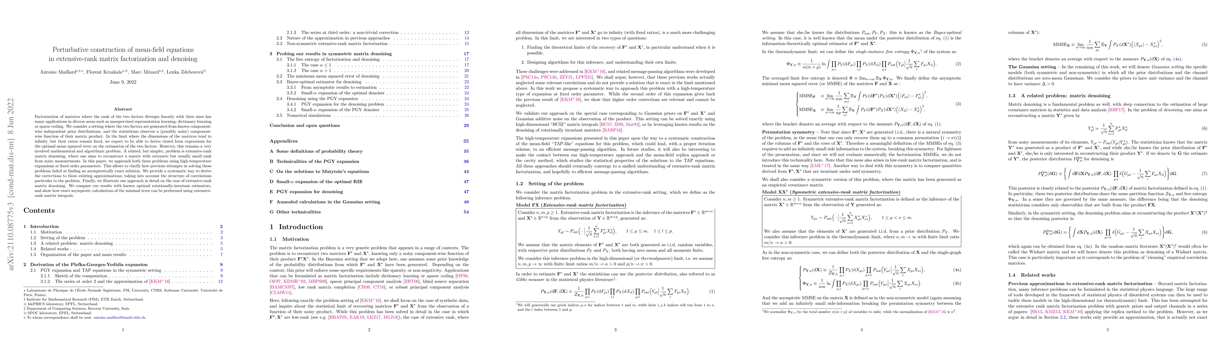 Thumbnail for Perturbative construction of mean-field equations in extensive-rank
  matrix factorization and denoising