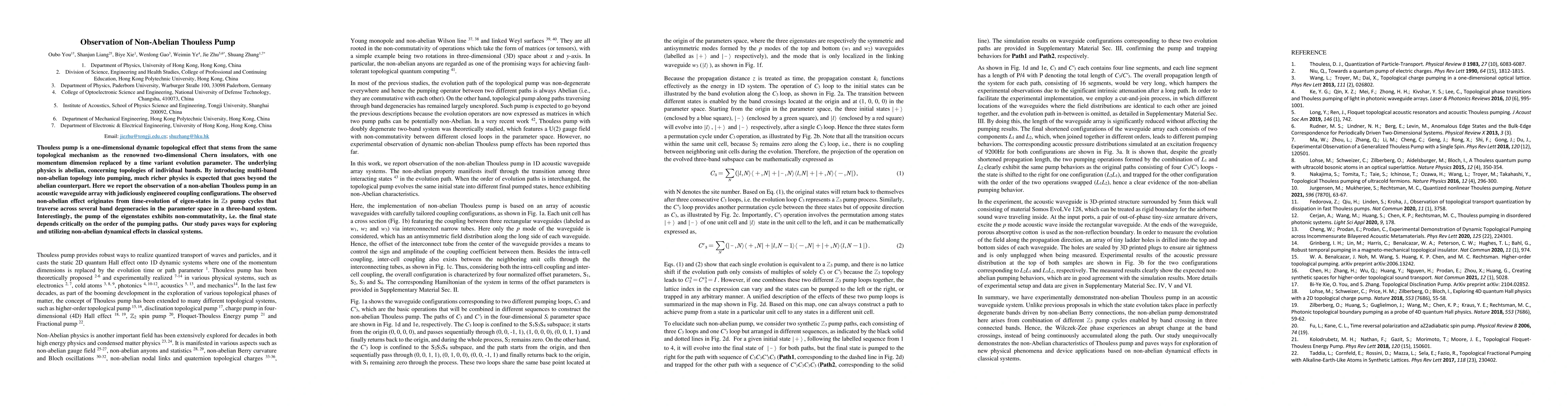 Thumbnail for Observation of Non-Abelian Thouless Pump