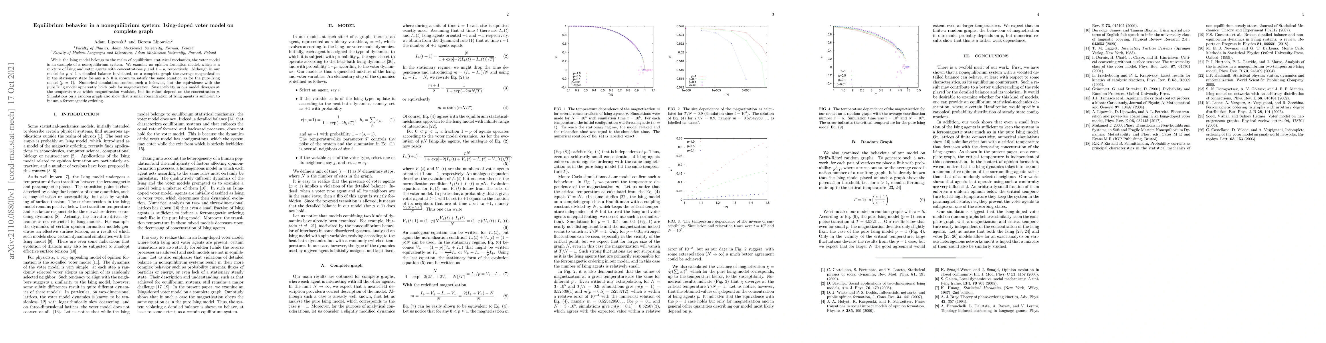 Thumbnail for Equilibrium behavior in a nonequilibrium system: Ising-doped voter model
  on complete graph