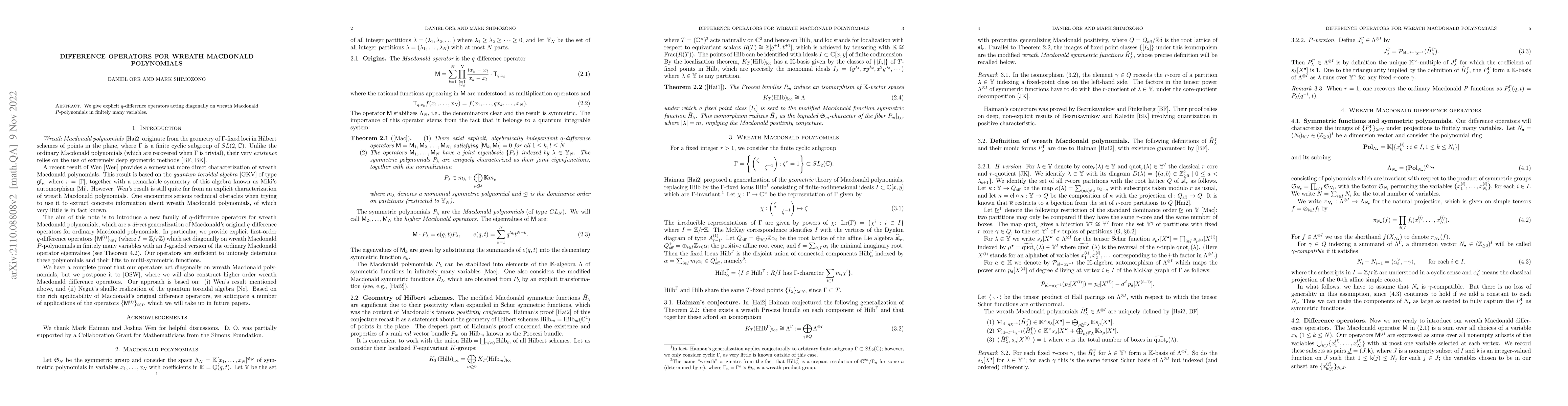 Thumbnail for Difference operators for wreath Macdonald polynomials