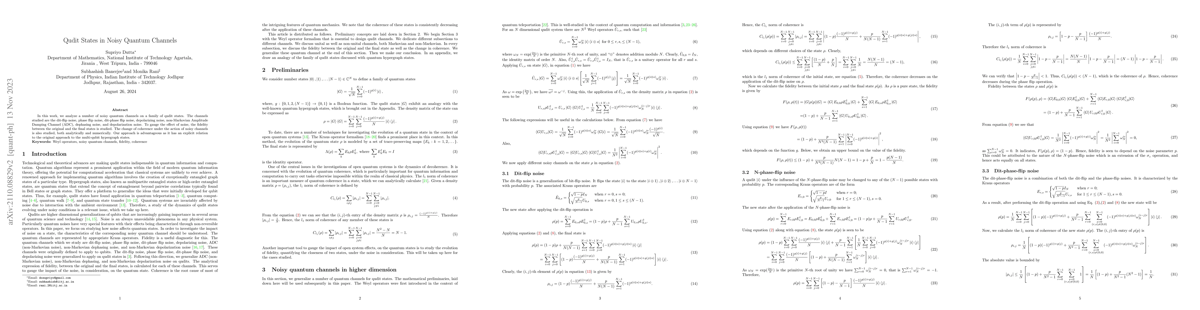 Thumbnail for Qudit States in Noisy Quantum Channels