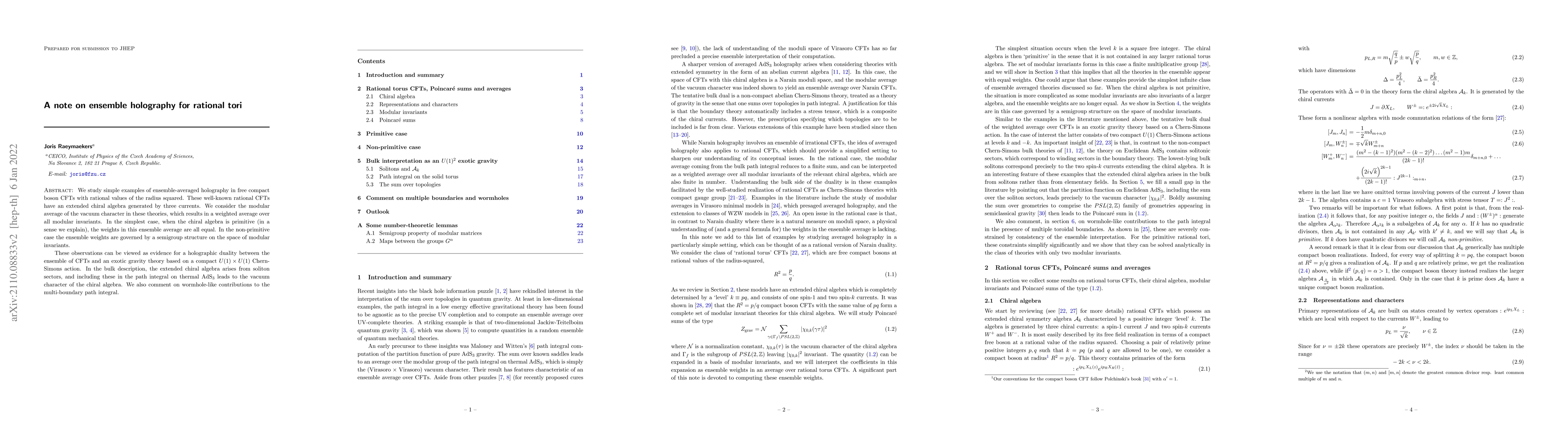 Thumbnail for A note on ensemble holography for rational tori