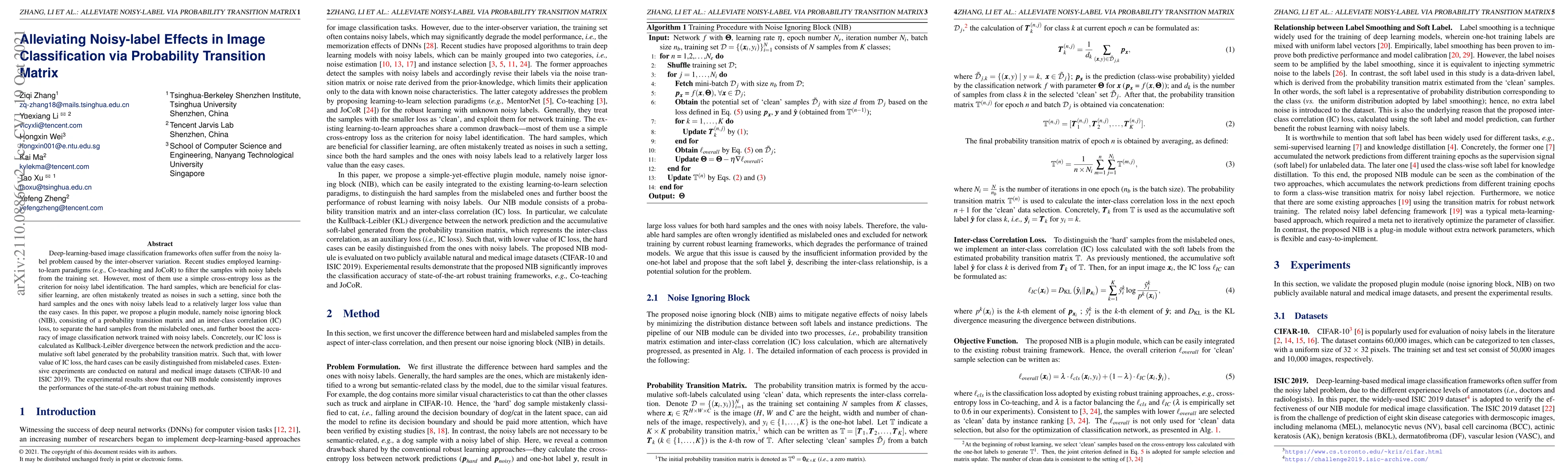 Thumbnail for Alleviating Noisy-label Effects in Image Classification via Probability
  Transition Matrix