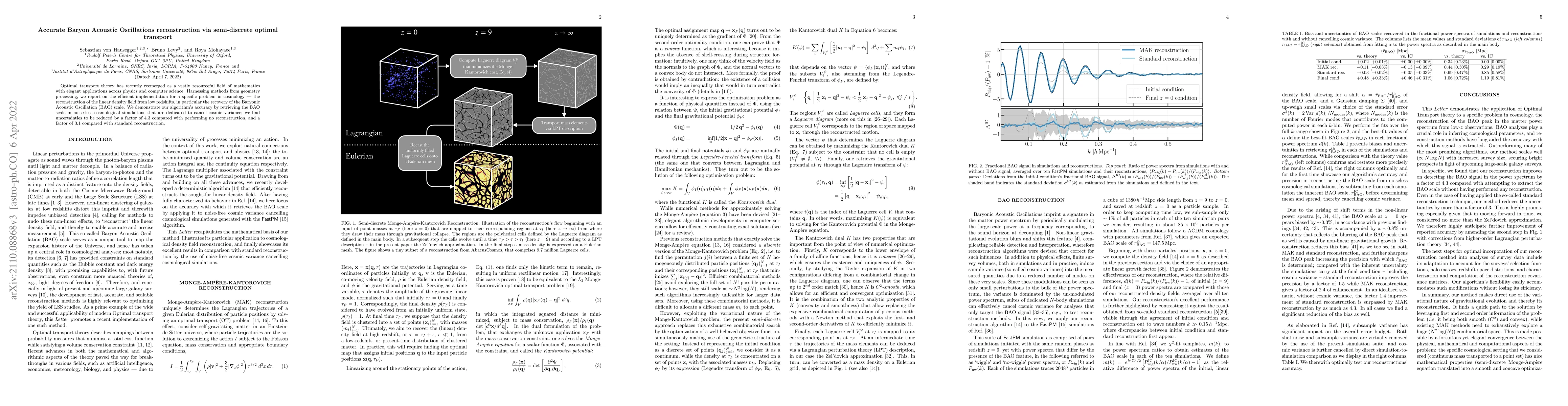 Thumbnail for Accurate Baryon Acoustic Oscillations reconstruction via semi-discrete
  optimal transport