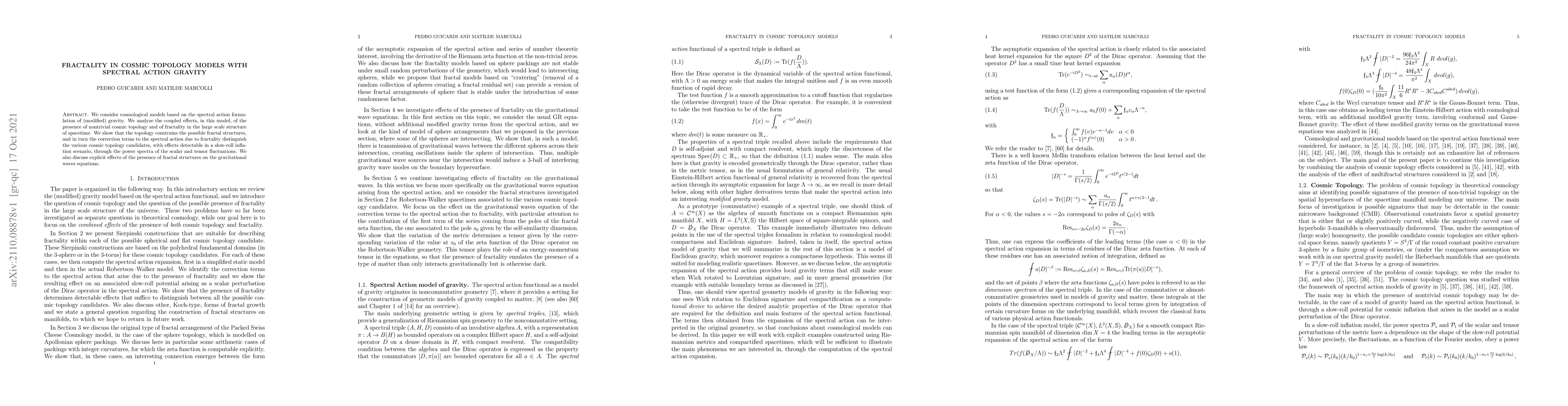 Thumbnail for Fractality in Cosmic Topology Models with Spectral Action Gravity