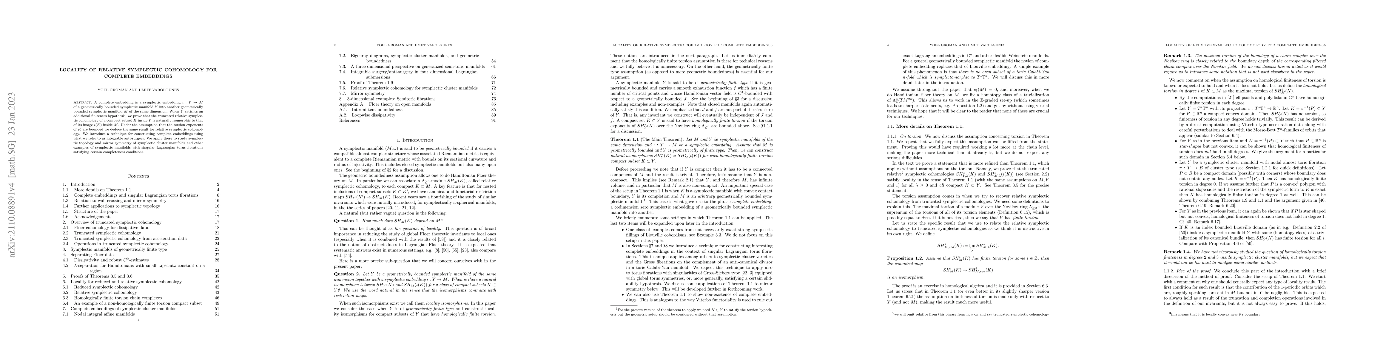 Thumbnail for Locality of relative symplectic cohomology for complete embeddings