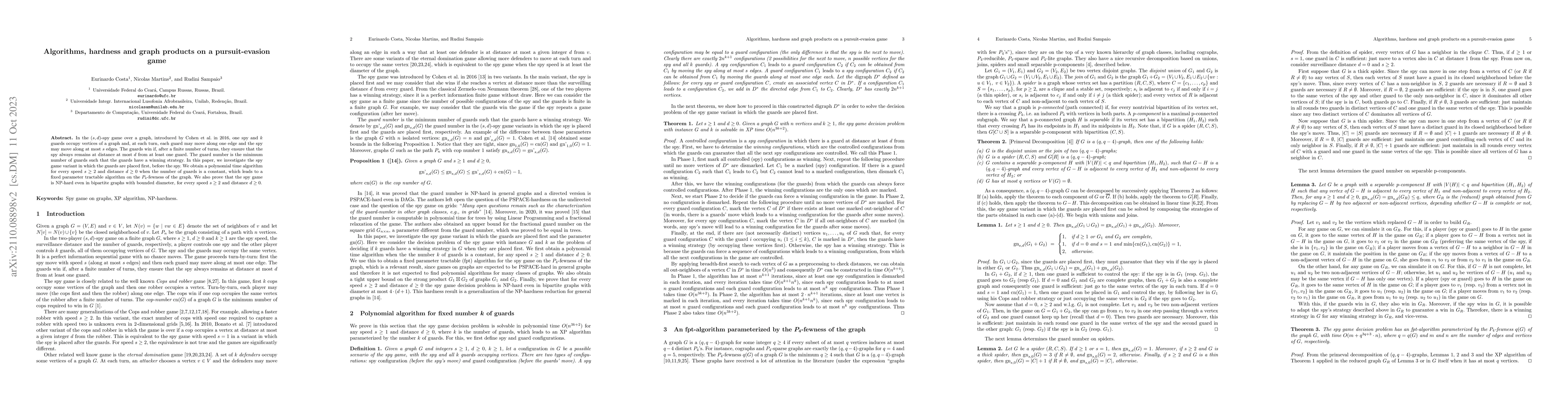 Thumbnail for Algorithms, hardness and graph products on a pursuit-evasion game