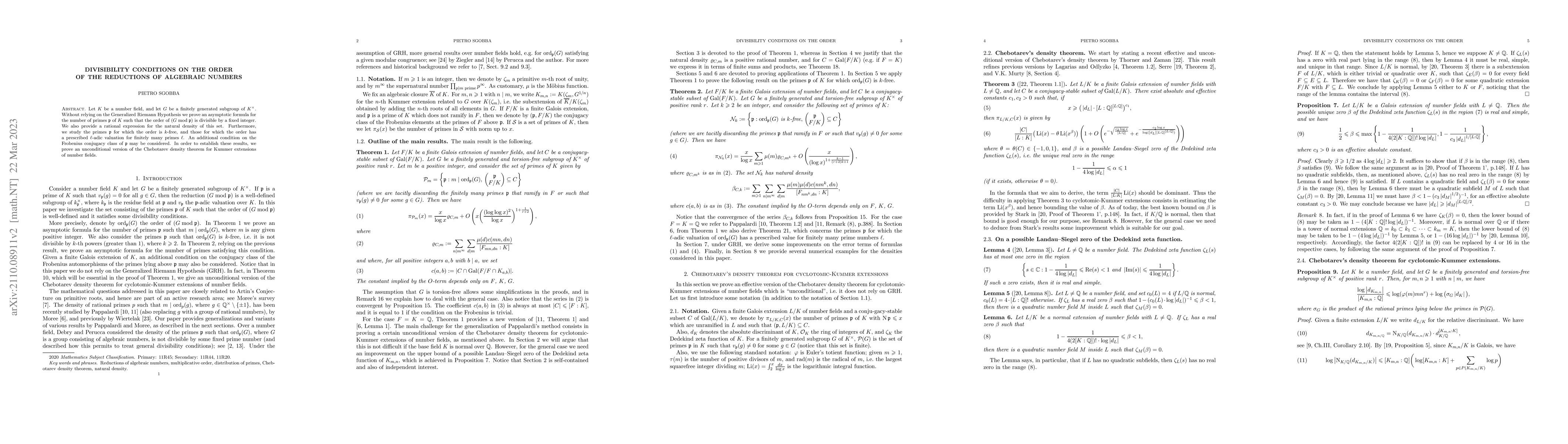 Thumbnail for Divisibility conditions on the order of the reductions of algebraic
  numbers