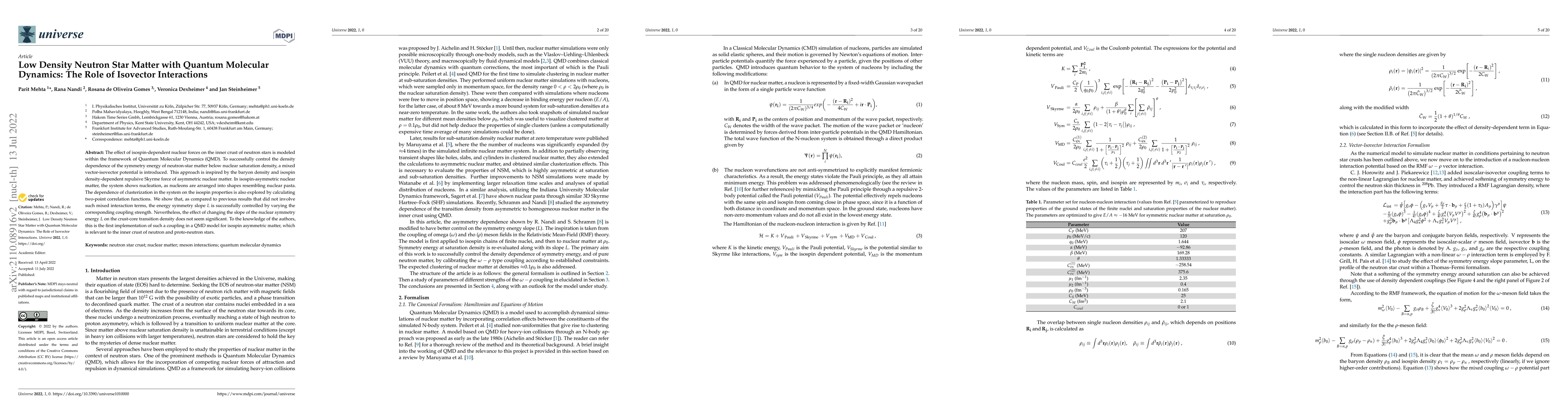 Thumbnail for Low Density Neutron Star Matter with Quantum Molecular Dynamics: The
  Role of Vector Interactions