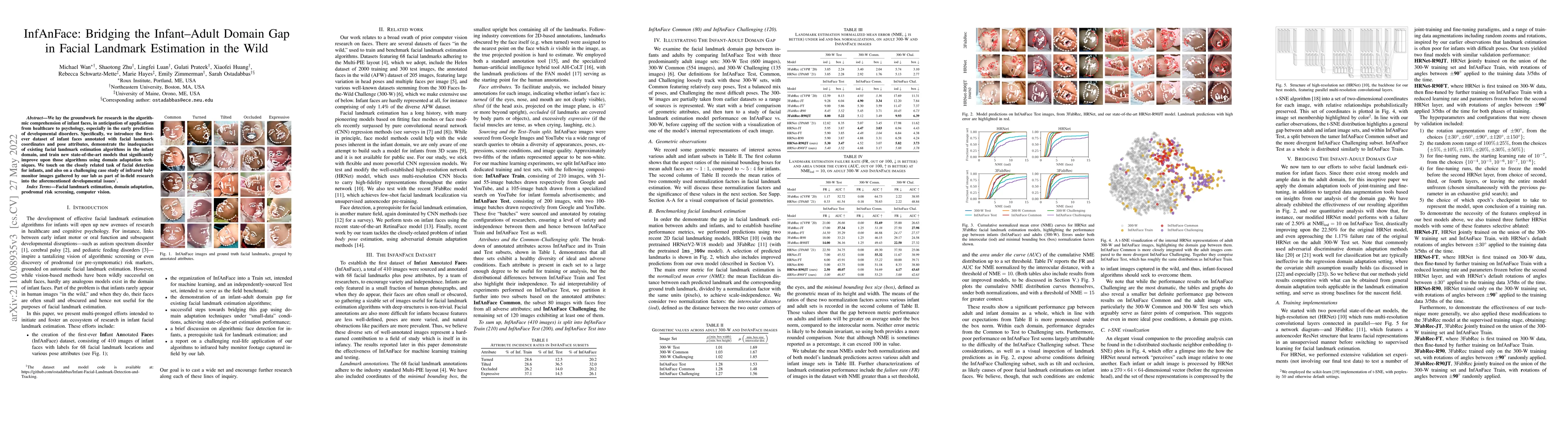 Thumbnail for InfAnFace: Bridging the infant-adult domain gap in facial landmark
  estimation in the wild