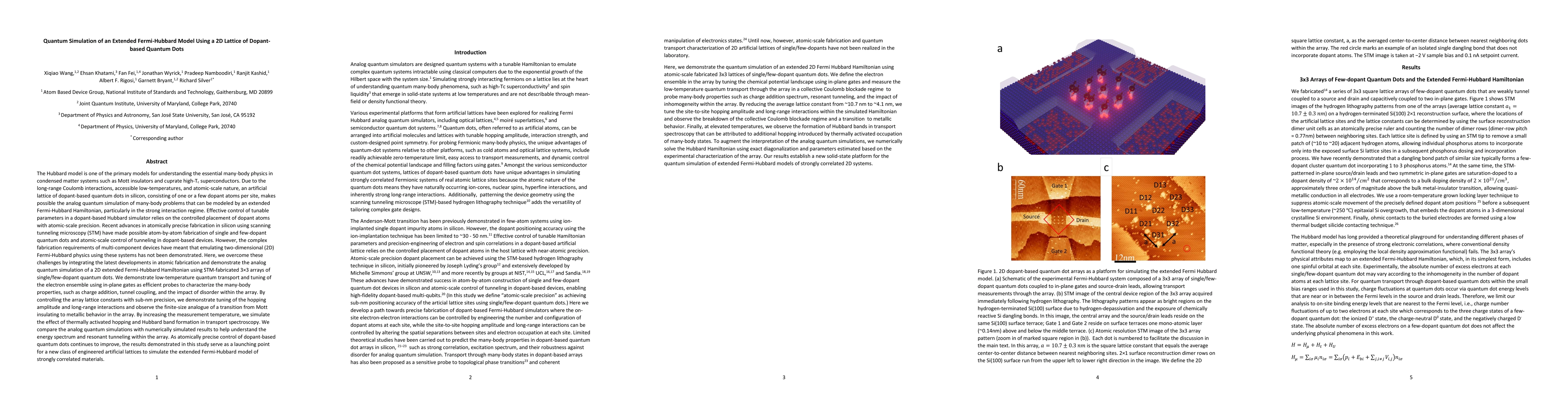 Thumbnail for Quantum Simulation of an Extended Fermi-Hubbard Model Using a 2D Lattice
  of Dopant-based Quantum Dots