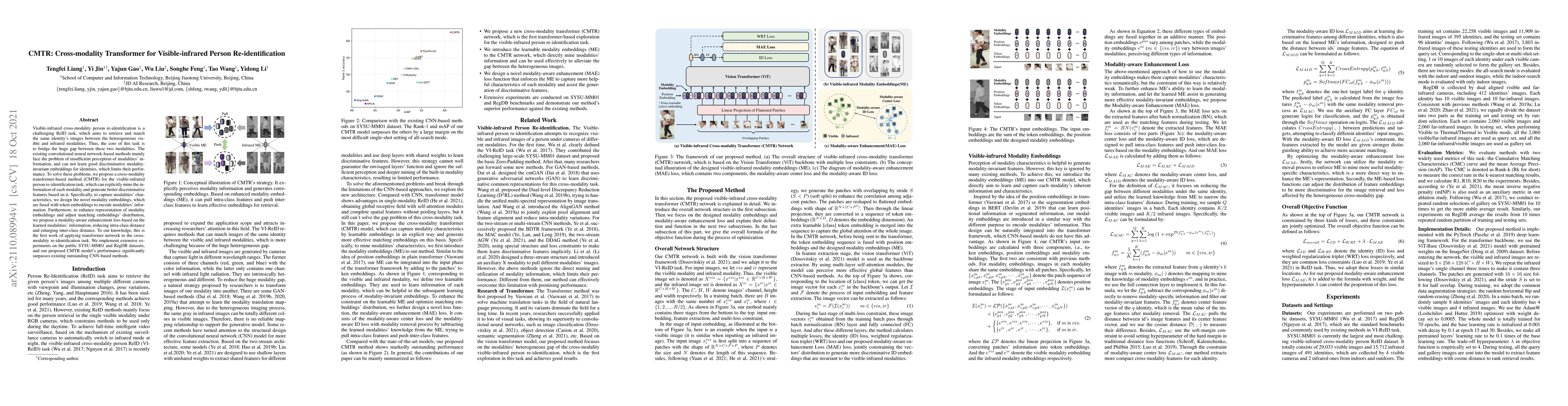 Thumbnail for CMTR: Cross-modality Transformer for Visible-infrared Person
  Re-identification