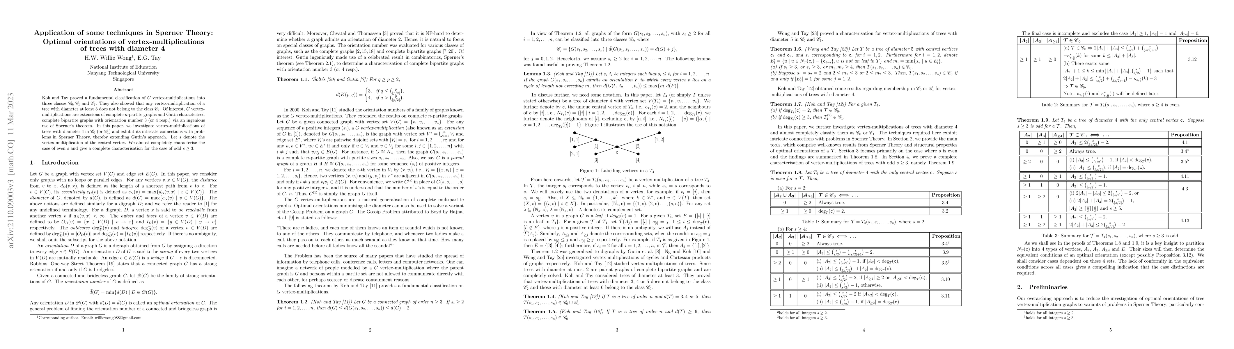 Thumbnail for Application of some techniques in Sperner Theory: Optimal orientations
  of vertex-multiplications of trees with diameter 4