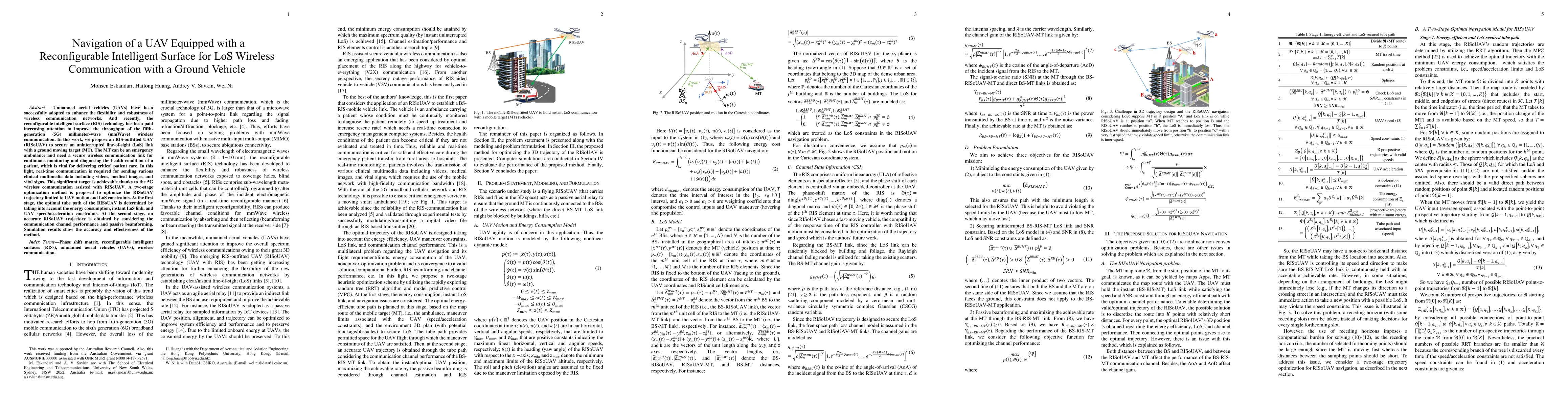Thumbnail for Navigation of a UAV Equipped with a Reconfigurable Intelligent Surface
  for LoS Wireless Communication with a Ground Vehicle