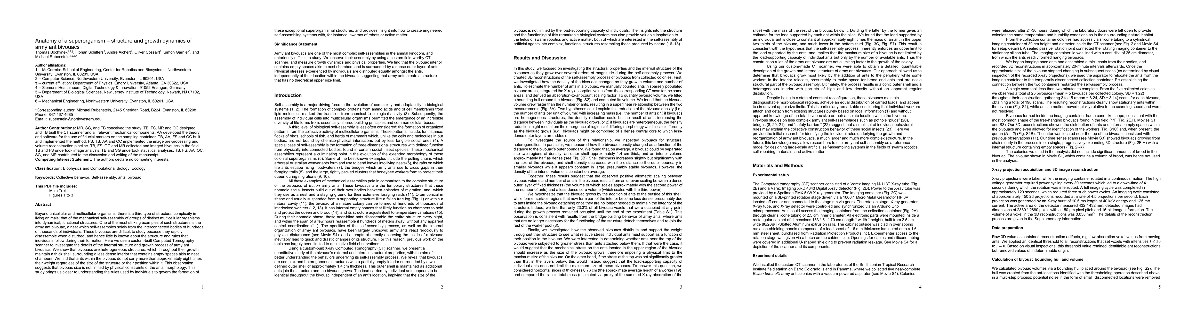 Thumbnail for Anatomy of a superorganism -- structure and growth dynamics of army ant
  bivouacs