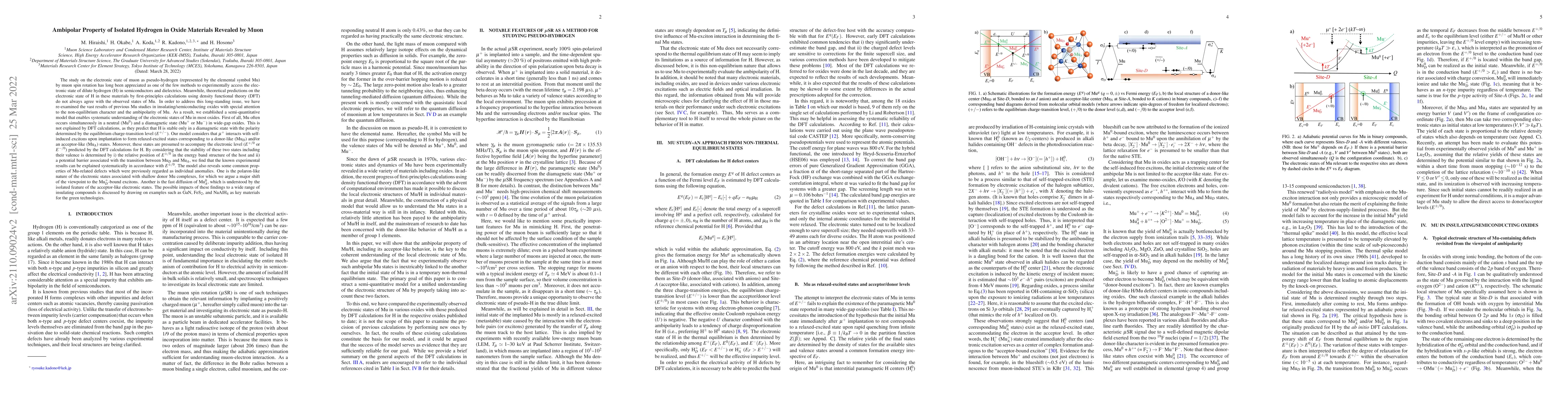 Thumbnail for Ambipolar Property of Isolated Hydrogen in Oxide Materials Revealed by
  Muon