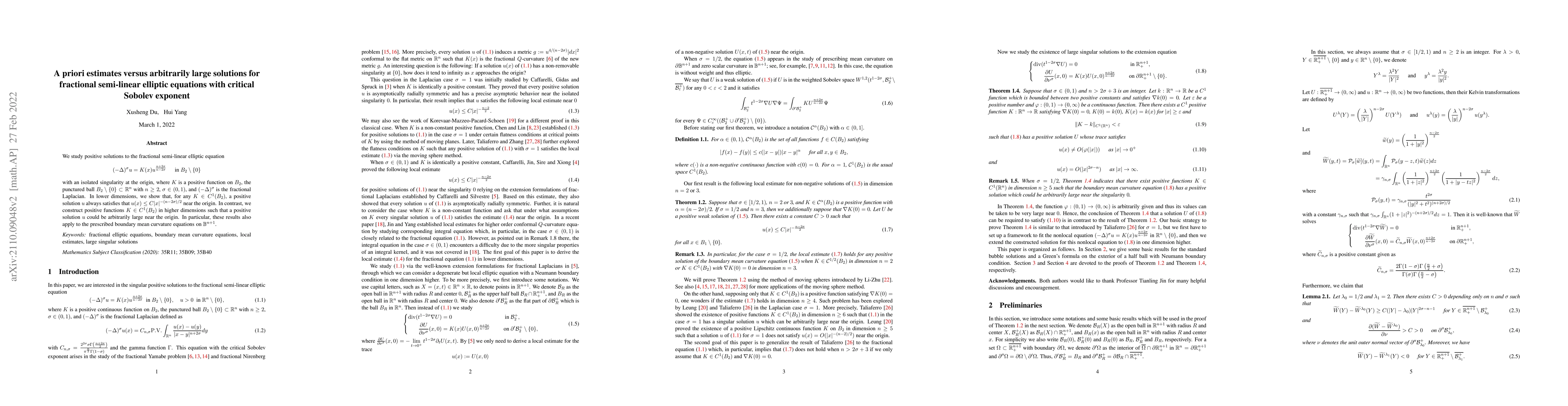 Thumbnail for A priori estimates versus arbitrarily large solutions for fractional
  semi-linear elliptic equations with critical Sobolev exponent