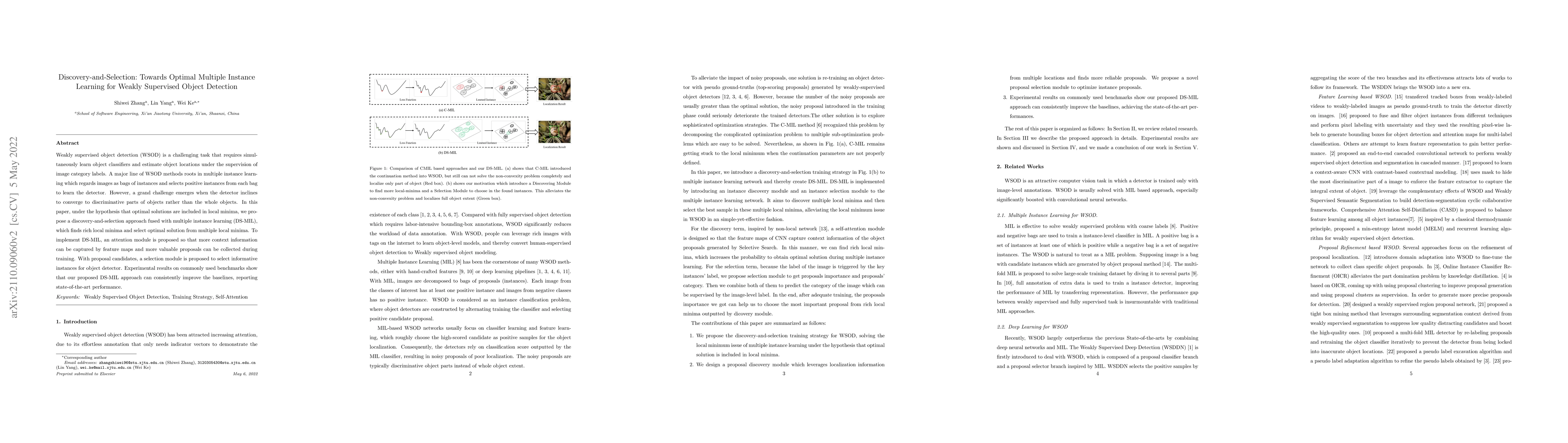Thumbnail for Discovery-and-Selection: Towards Optimal Multiple Instance Learning for
  Weakly Supervised Object Detection