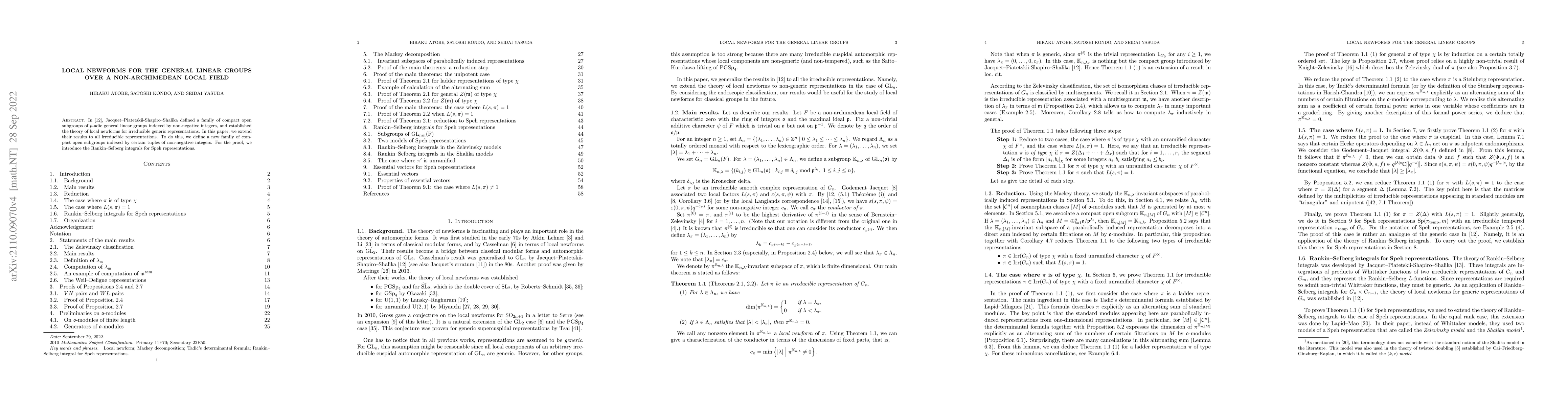 Thumbnail for Local newforms for the general linear groups over a non-archimedean
  local field