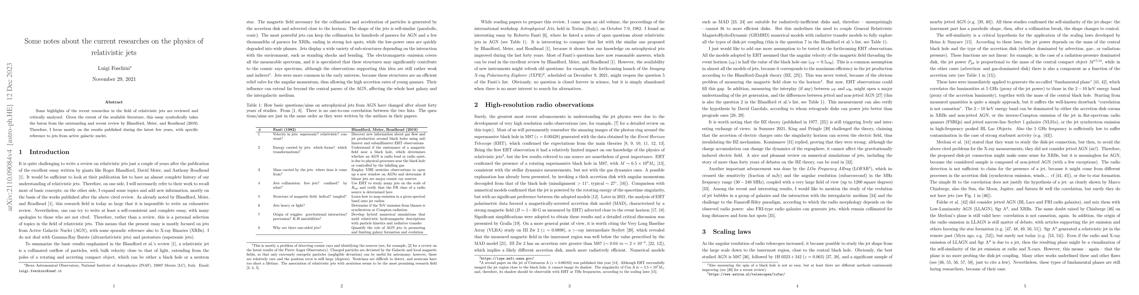 Thumbnail for Some notes about the current researches on the physics of relativistic
  jets