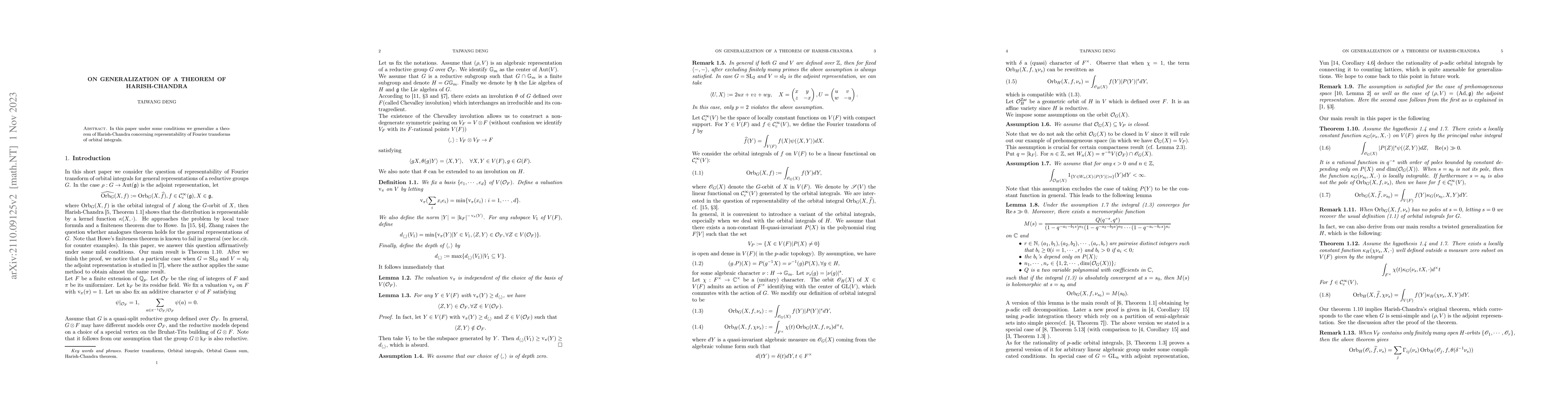 Thumbnail for On generalization of a theorem of Harish-Chandra