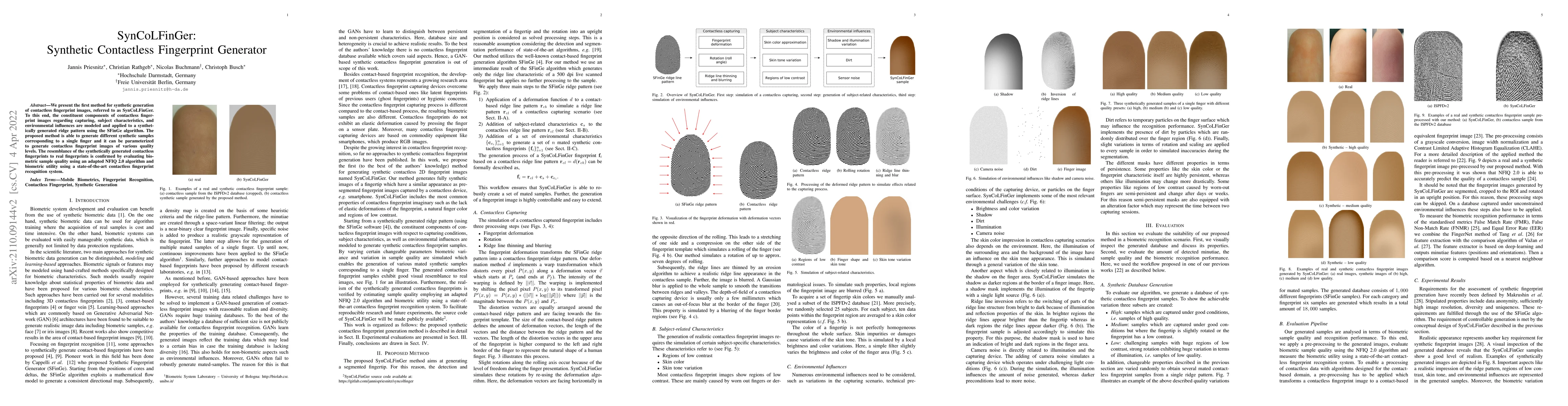 Thumbnail for SynCoLFinGer: Synthetic Contactless Fingerprint Generator
