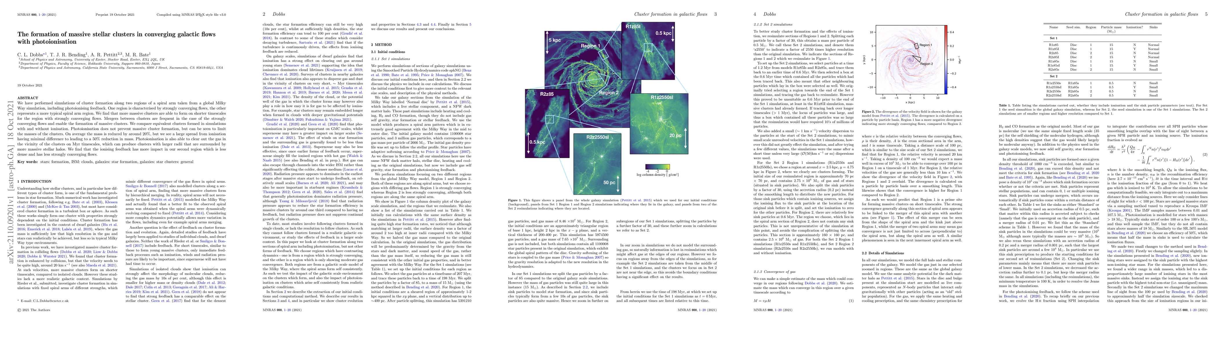 Thumbnail for The formation of massive stellar clusters in converging galactic flows
  with photoionisation