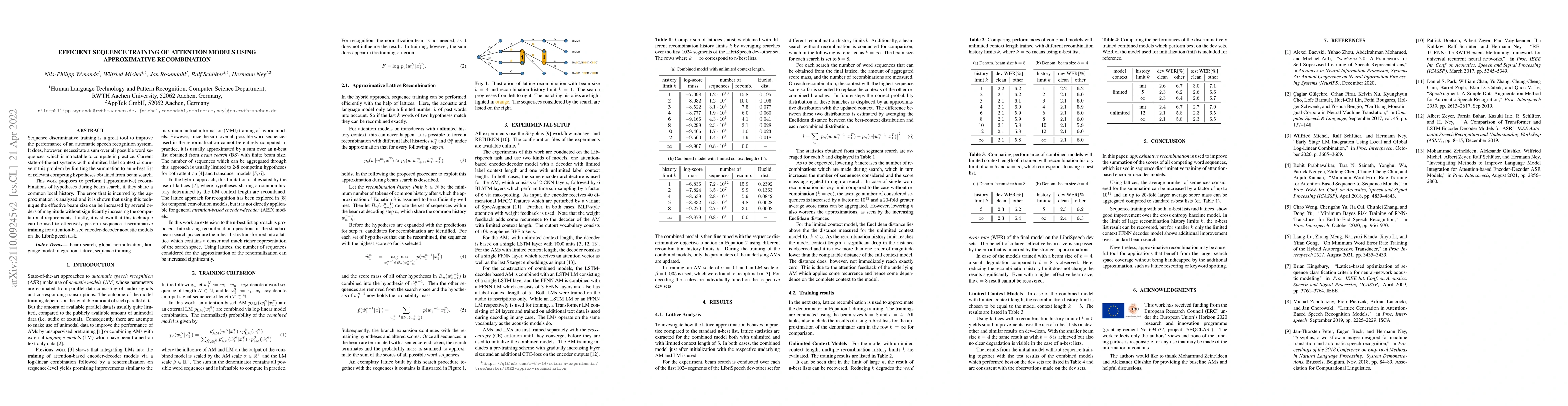 Thumbnail for Efficient Sequence Training of Attention Models using Approximative
  Recombination