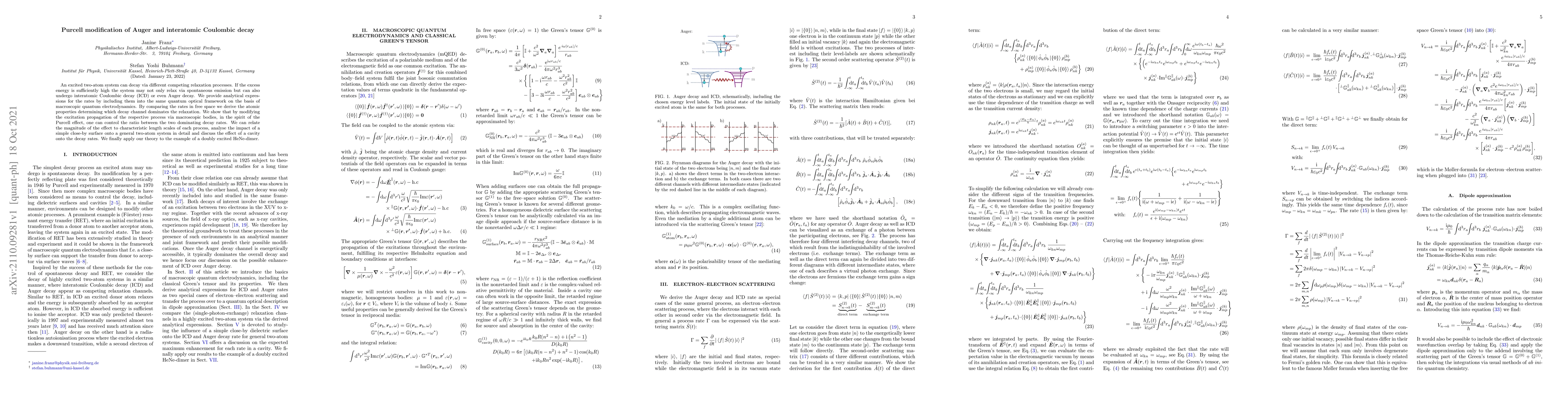 Thumbnail for Purcell modification of Auger and interatomic Coulombic decay