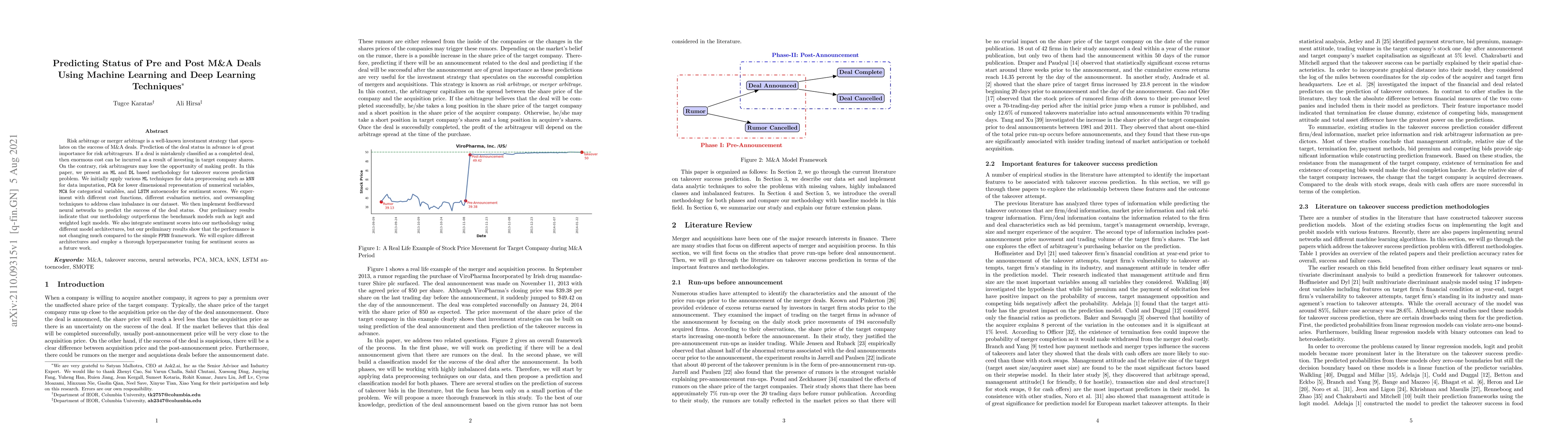 Thumbnail for Predicting Status of Pre and Post M&A Deals Using Machine Learning and
  Deep Learning Techniques