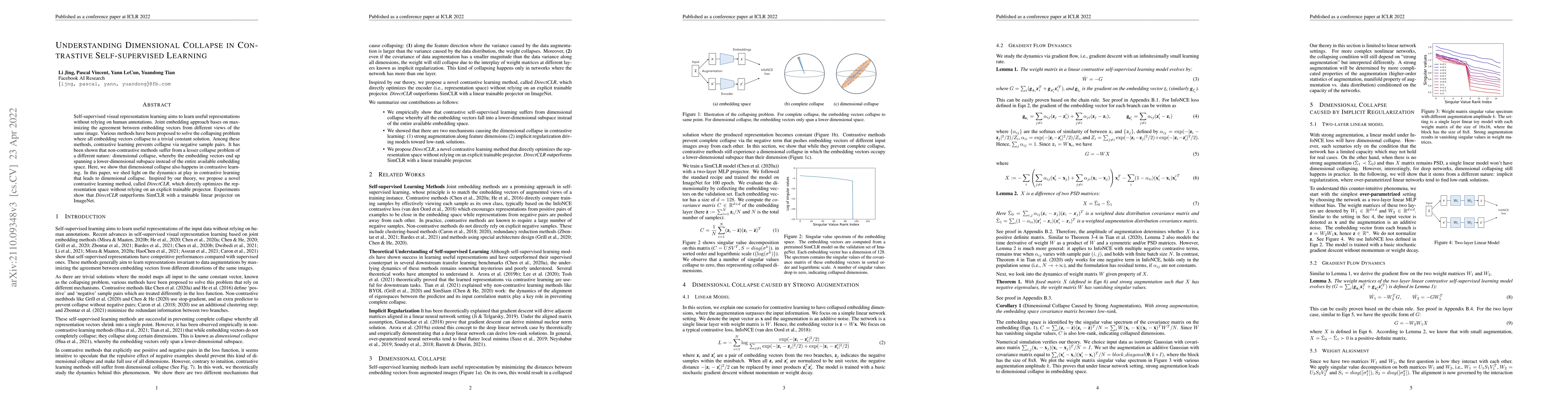 Thumbnail for Understanding Dimensional Collapse in Contrastive Self-supervised
  Learning