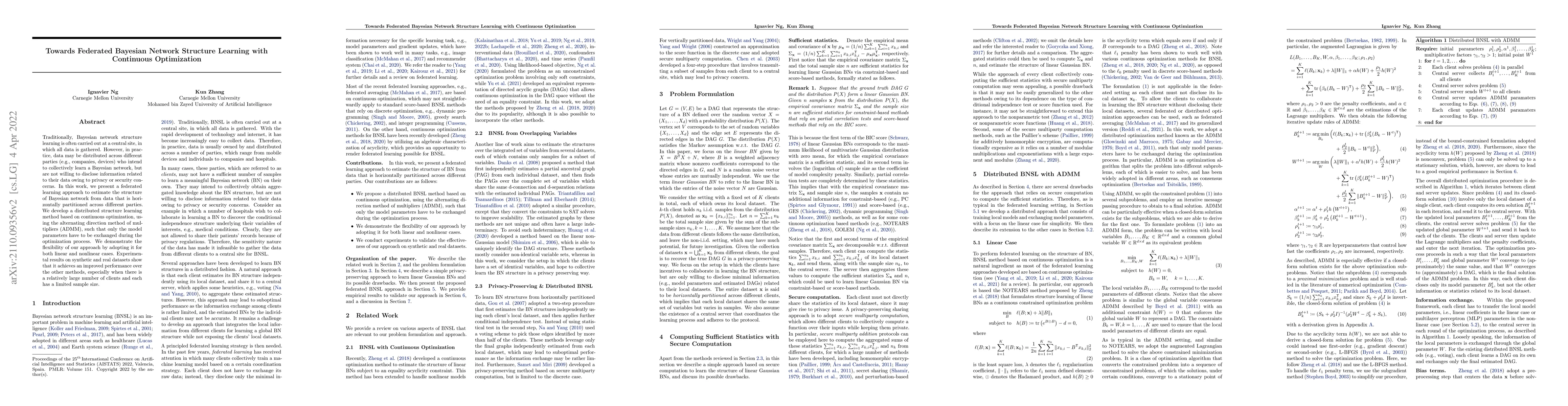Thumbnail for Towards Federated Bayesian Network Structure Learning with Continuous
  Optimization