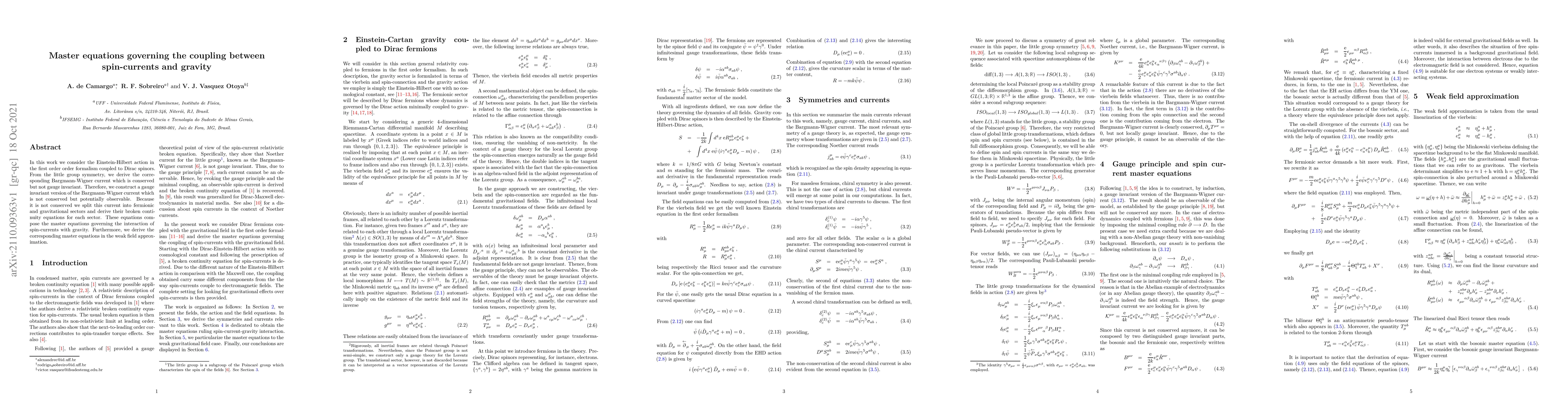 Thumbnail for Master equations governing the coupling between spin-currents and
  gravity