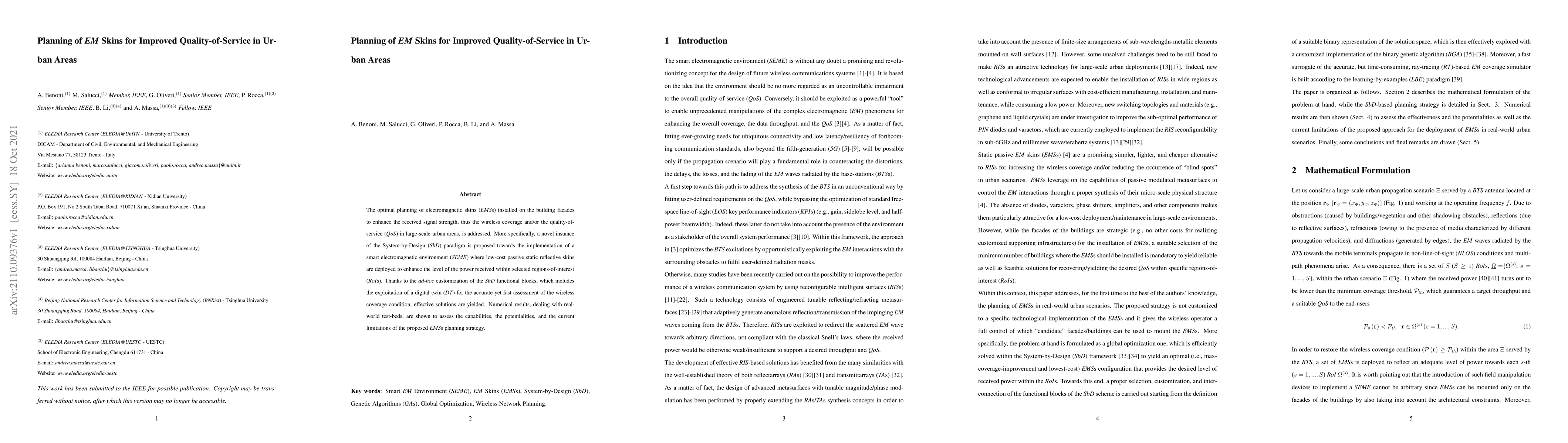 Thumbnail for Planning of EM Skins for Improved Quality-of-Service in Urban Areas