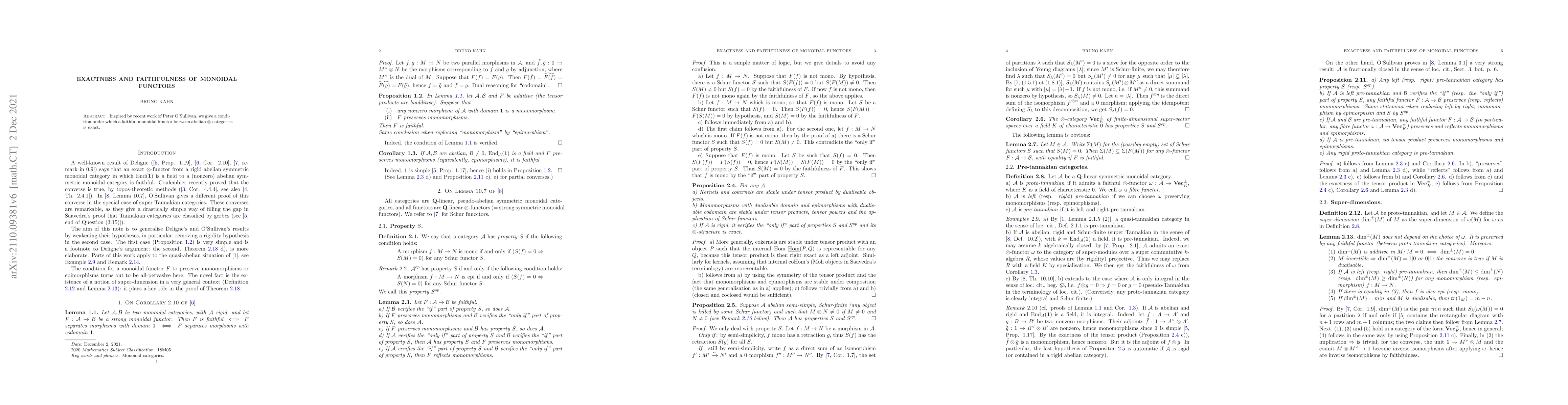 Thumbnail for Exactness and faithfulness of monoidal functors