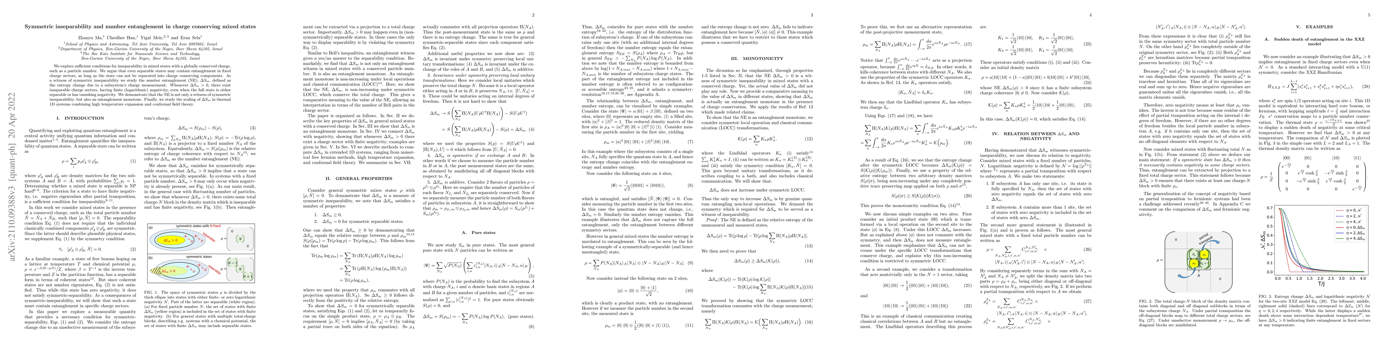 Thumbnail for Symmetric inseparability and number entanglement in charge conserving
  mixed states