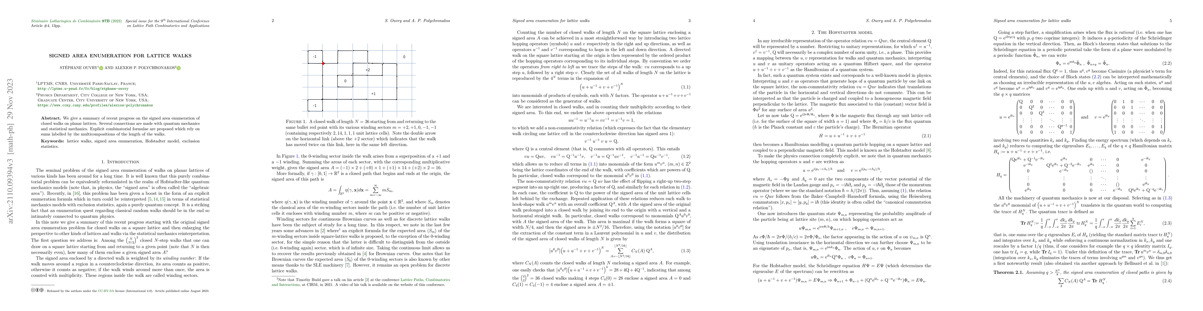Thumbnail for Signed area enumeration for lattice walks