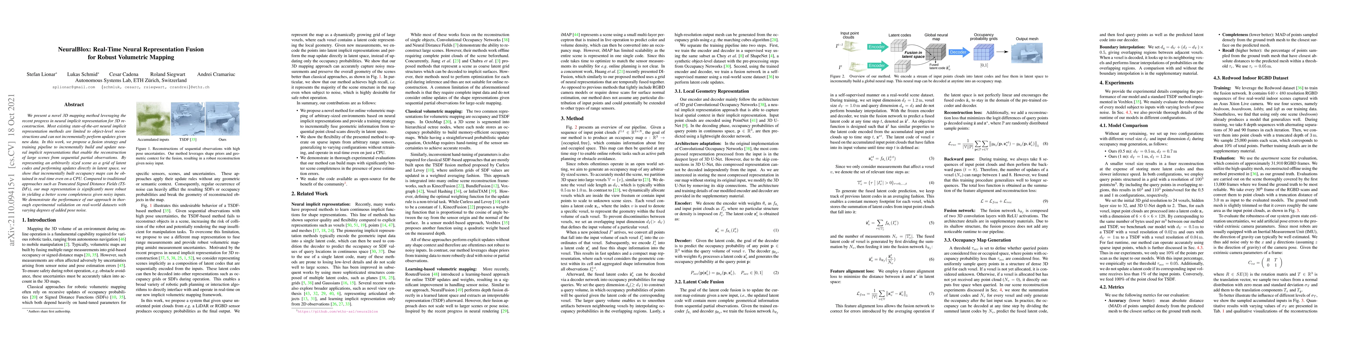 Thumbnail for NeuralBlox: Real-Time Neural Representation Fusion for Robust Volumetric
  Mapping